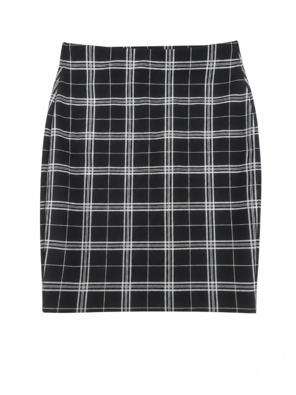 Le Château, Pencil Skirt, Black & White Plaid, Small